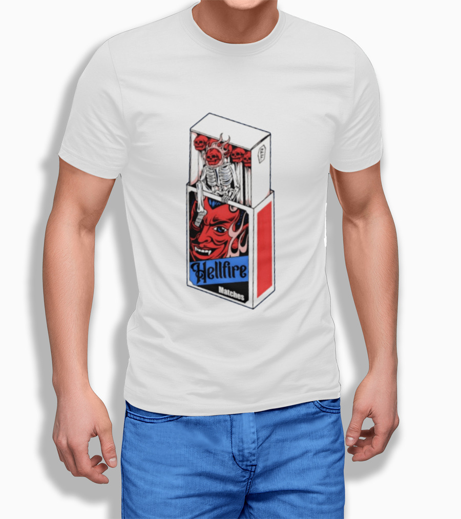 Hellfire Matches Devil Skeleton Occult Red Skull T-Shirt