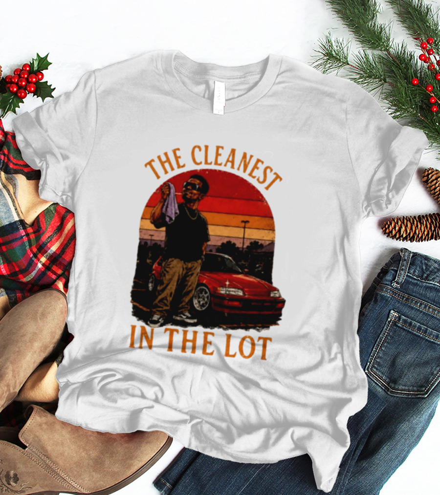 The Cleanest In The Lot Retro Car Enthusiast Sunset Scene T-Shirt