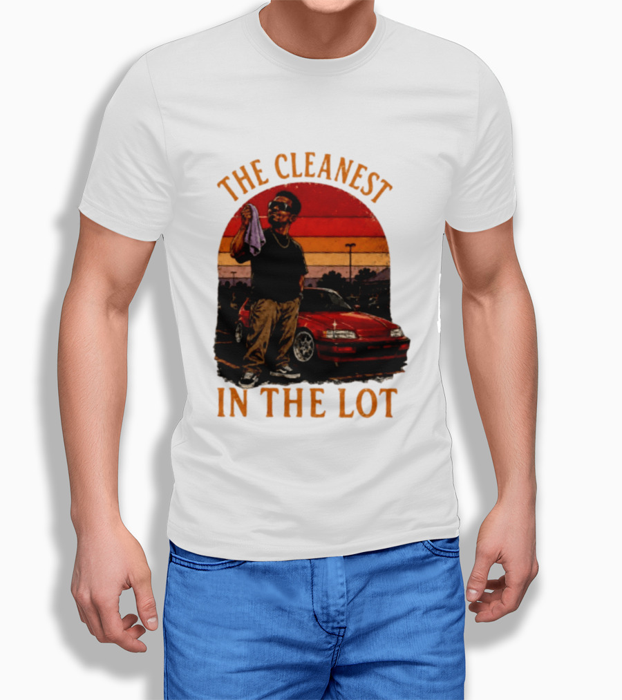 The Cleanest In The Lot Retro Car Enthusiast Sunset Scene T-Shirt