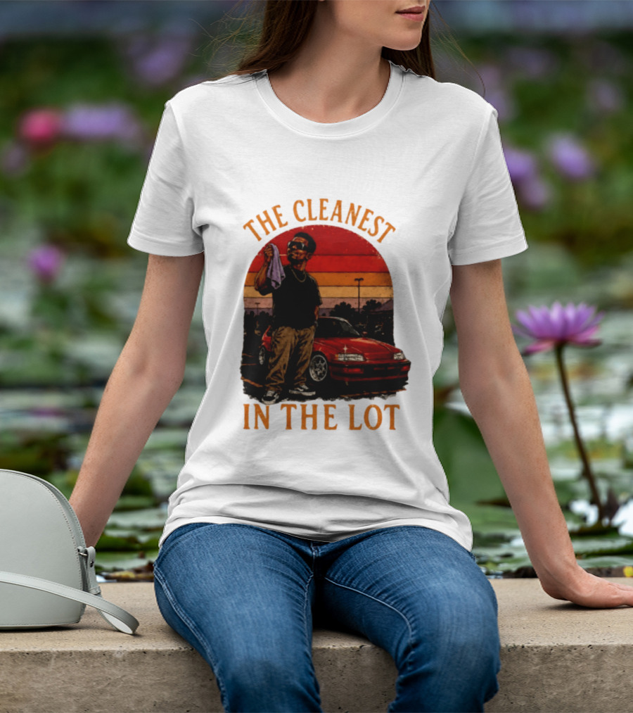 The Cleanest In The Lot Retro Car Enthusiast Sunset Scene T-Shirt