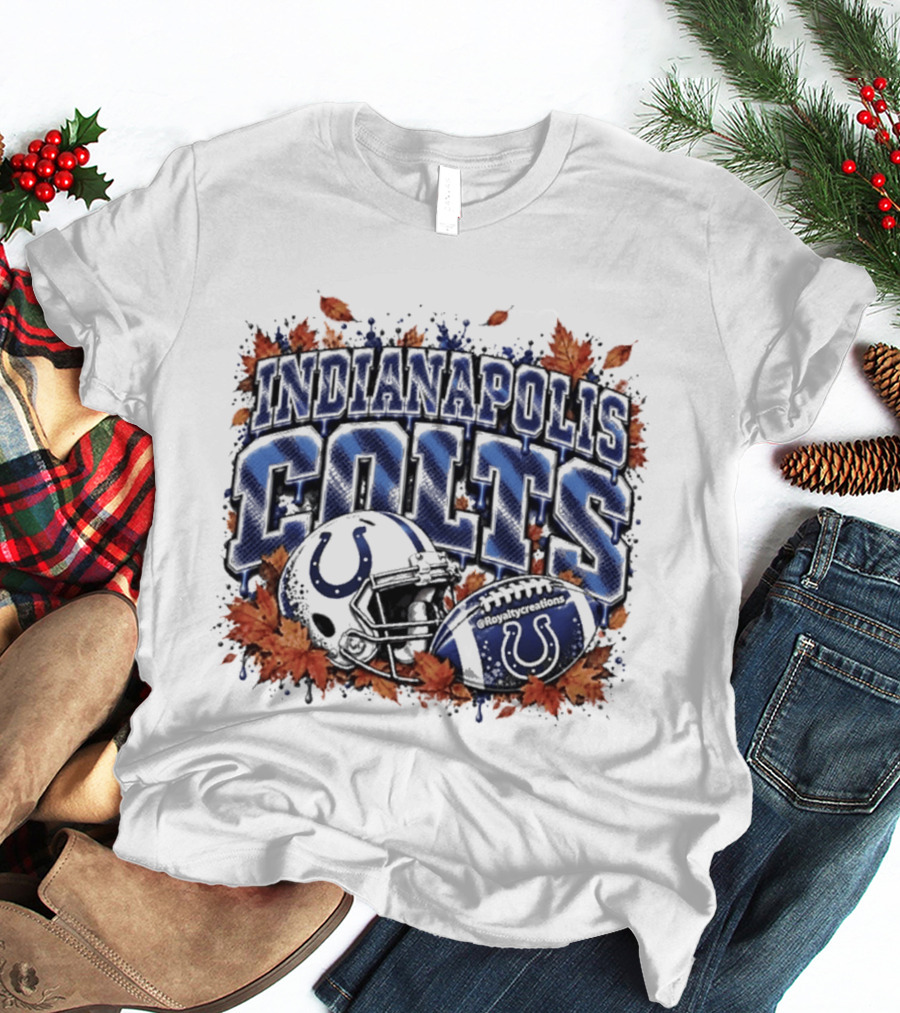 Indianapolis Colts Football Helmet Autumn Leaves 2026 T-Shirt