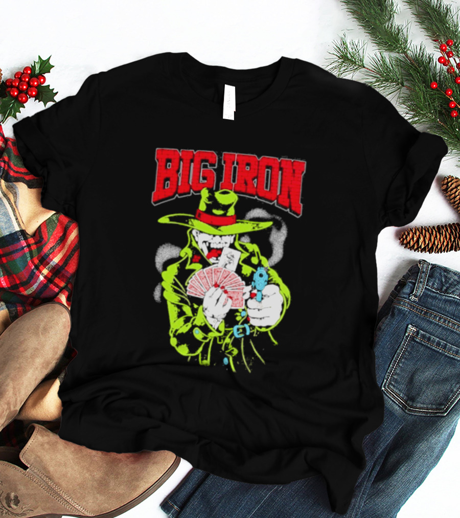 Big Iron Joker Cowboy Western Playing Cards T-Shirt