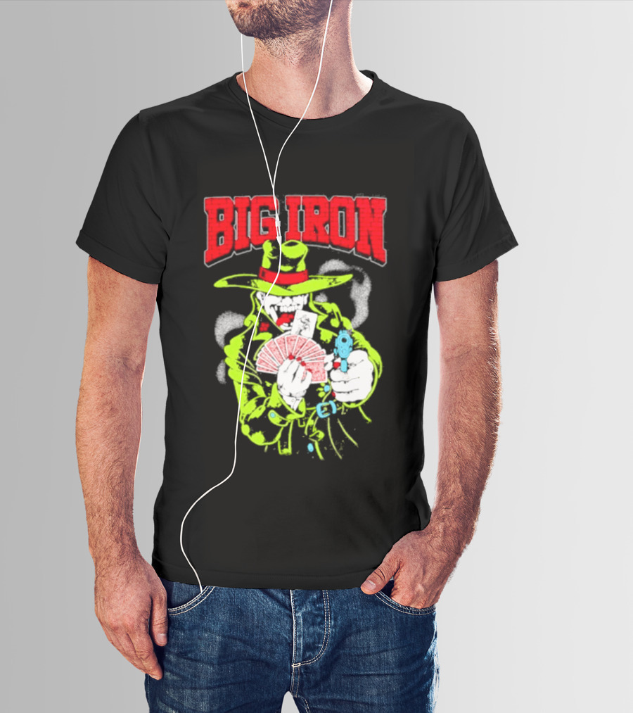 Big Iron Joker Cowboy Western Playing Cards T-Shirt