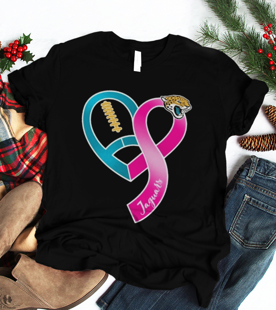 Jacksonville Jaguars Breast Cancer Awareness Heart Ribbon 2026 T-Shirt