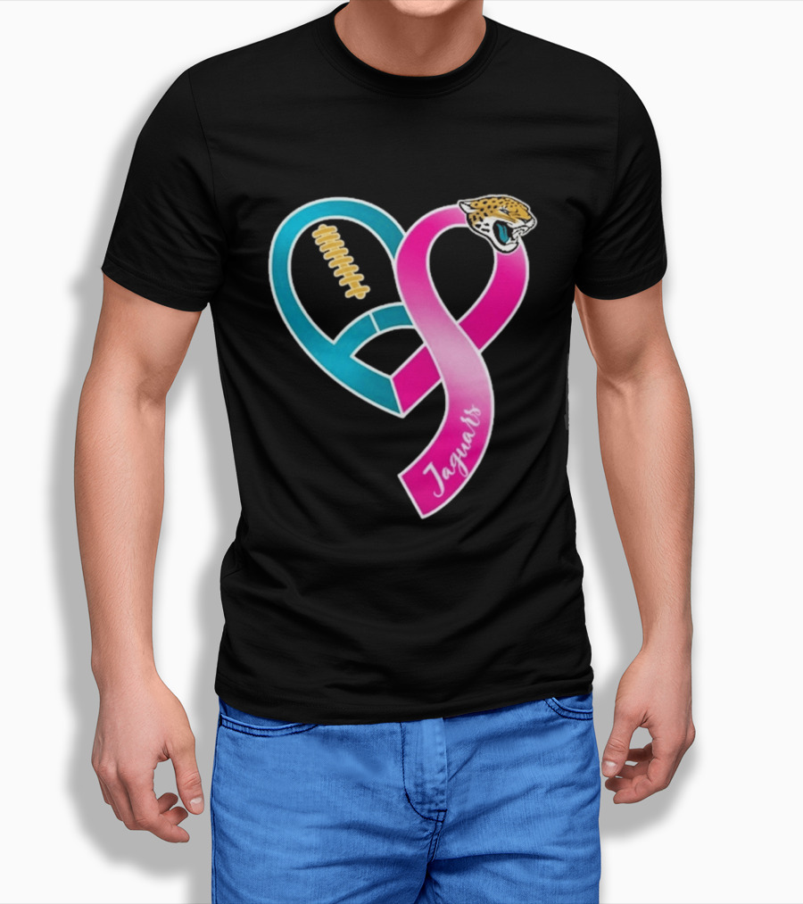 Jacksonville Jaguars Breast Cancer Awareness Heart Ribbon 2026 T-Shirt