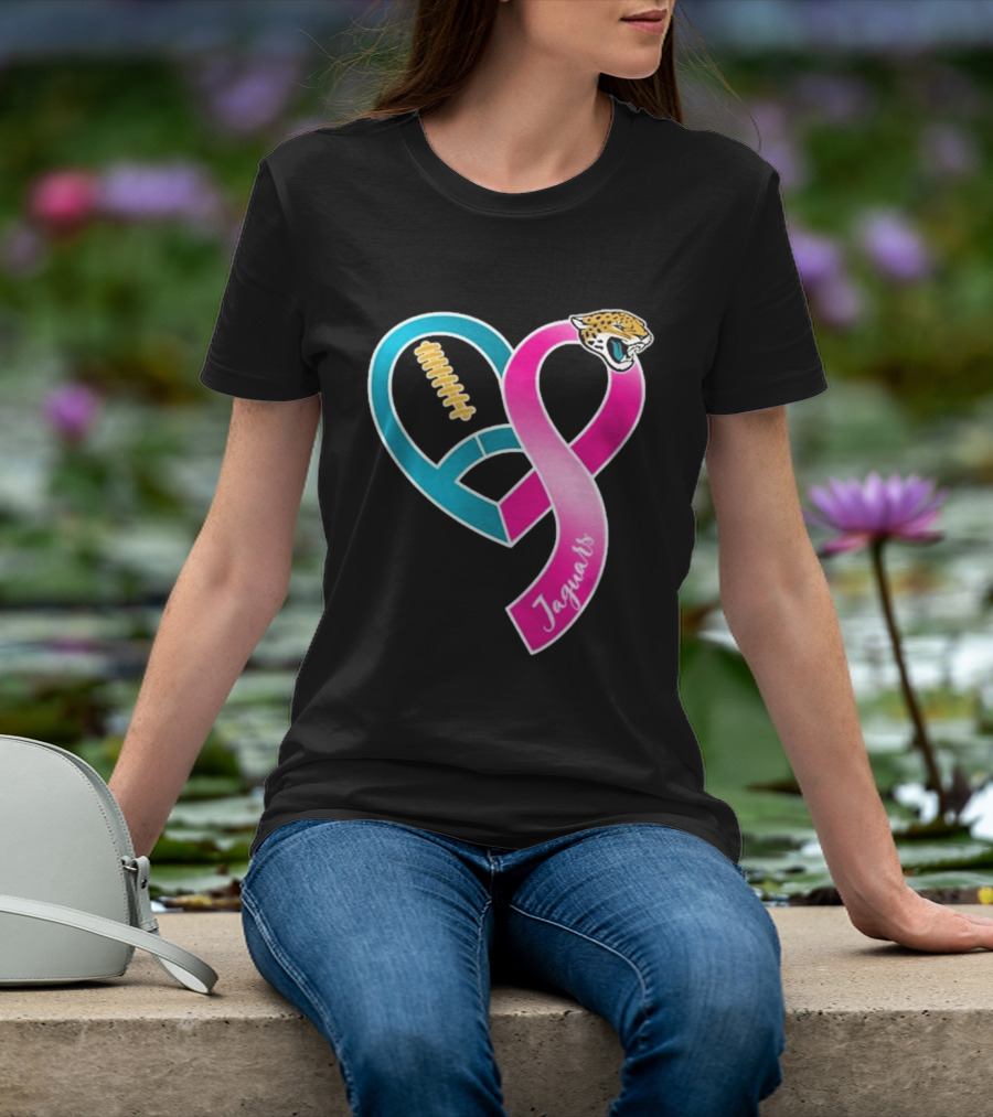 Jacksonville Jaguars Breast Cancer Awareness Heart Ribbon 2026 T-Shirt