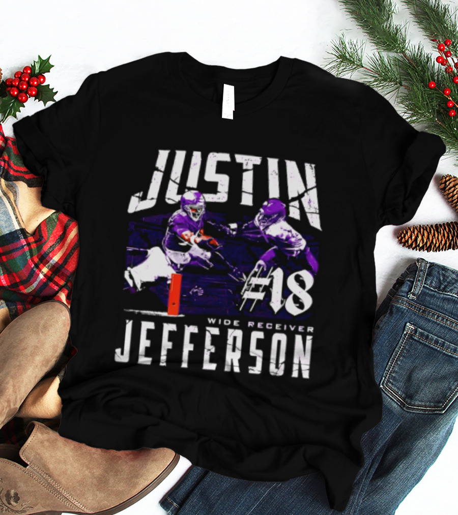 Justin Jefferson Minnesota Vikings Wide Receiver #18 Touchdown Dive T-Shirt