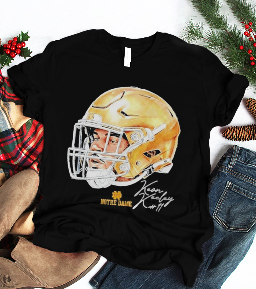 Keon Keeley 11 Notre Dame Football Helmet Swag T-Shirt