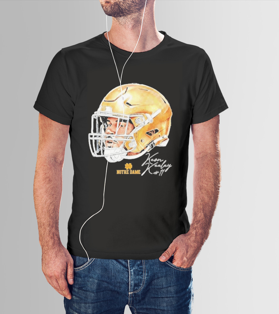 Keon Keeley 11 Notre Dame Football Helmet Swag T-Shirt