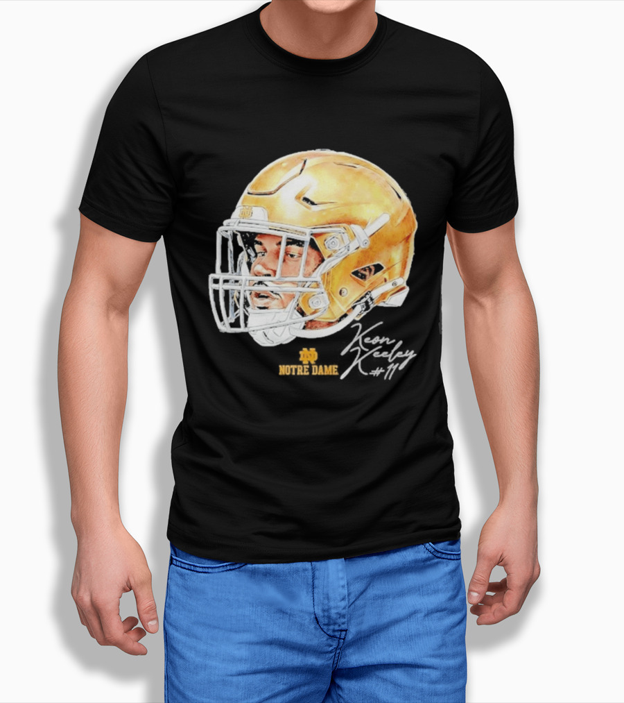 Keon Keeley 11 Notre Dame Football Helmet Swag T-Shirt