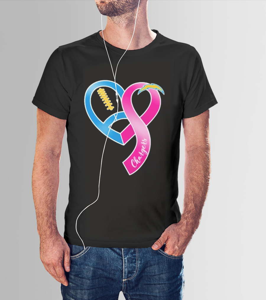 Los Angeles Chargers Breast Cancer Awareness Heart Ribbon 2026 T-Shirt