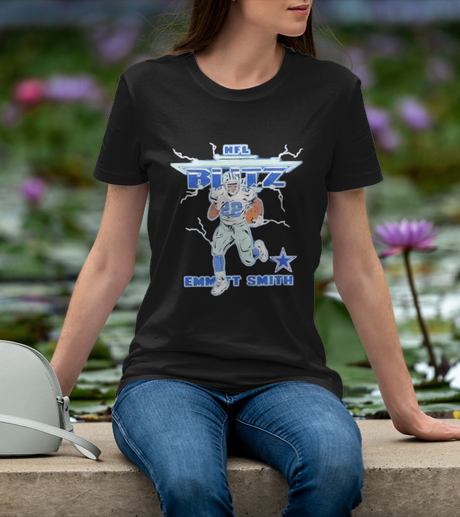 NFL Blitz Emmitt Smith Dallas Cowboys Lightning Star T-Shirt