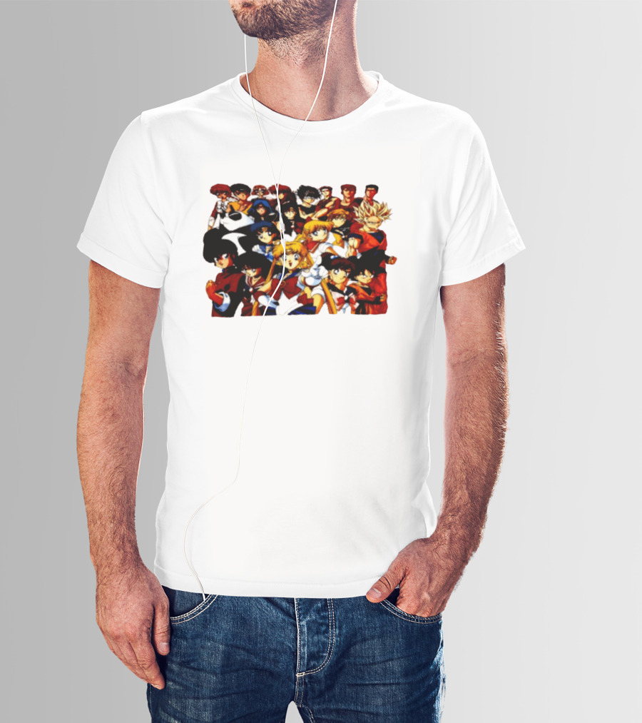 Anime Collage 9 Cartoon Sailor Moon Dragon Ball Z Characters T-Shirt