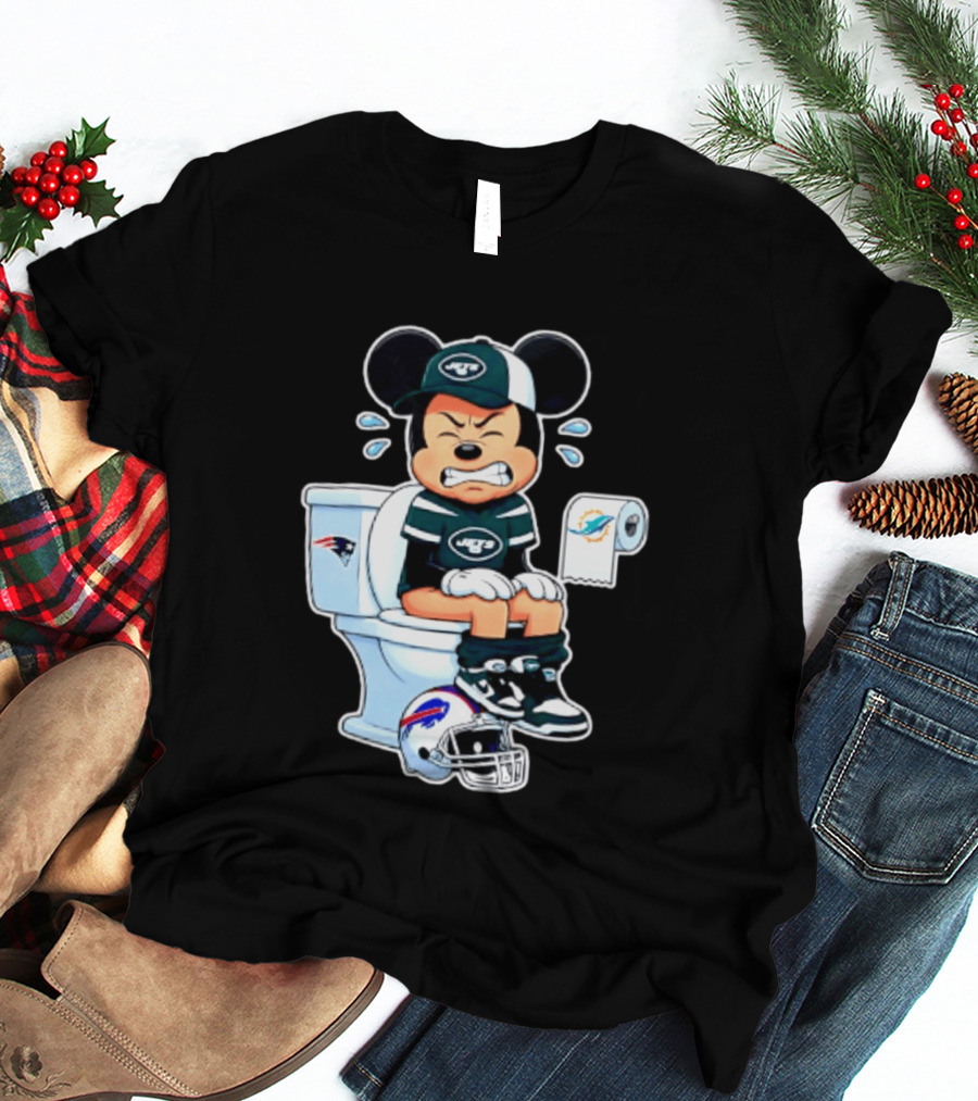 Mickey Jets Toilet Frustration Patriots Dolphins Bills Rivalry T-Shirt