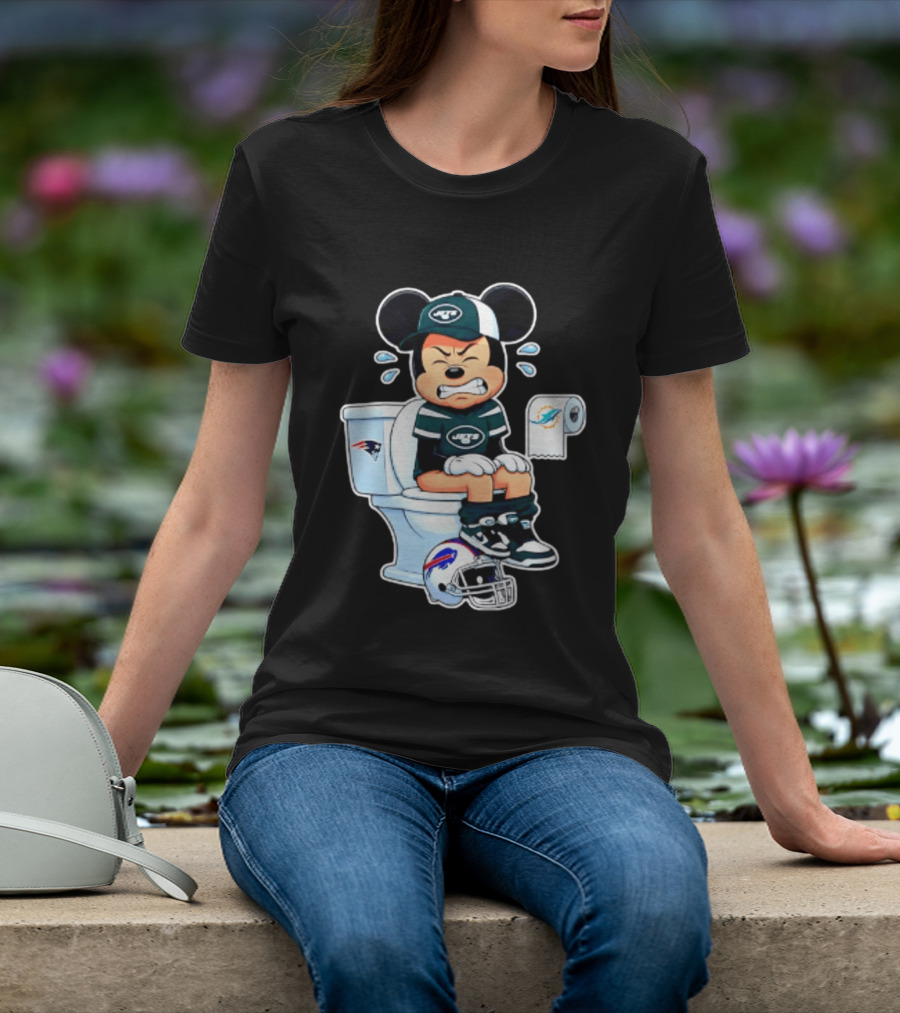 Mickey Jets Toilet Frustration Patriots Dolphins Bills Rivalry T-Shirt