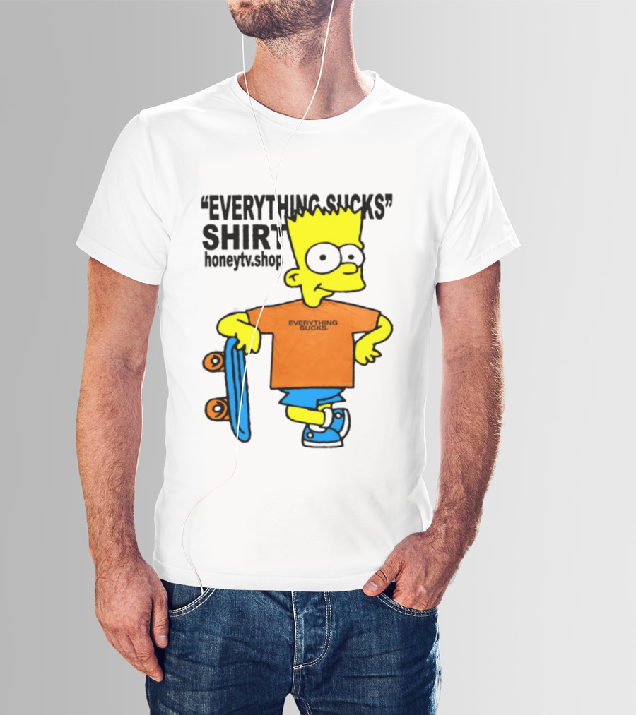 Bart Simpson Everything Sucks Skateboard Homage The Simpsons T-Shirt