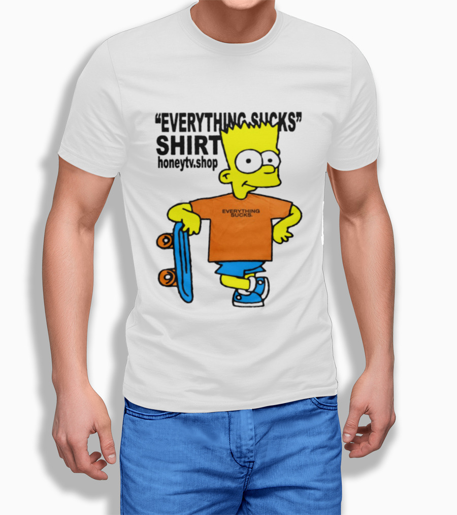 Bart Simpson Everything Sucks Skateboard Homage The Simpsons T-Shirt
