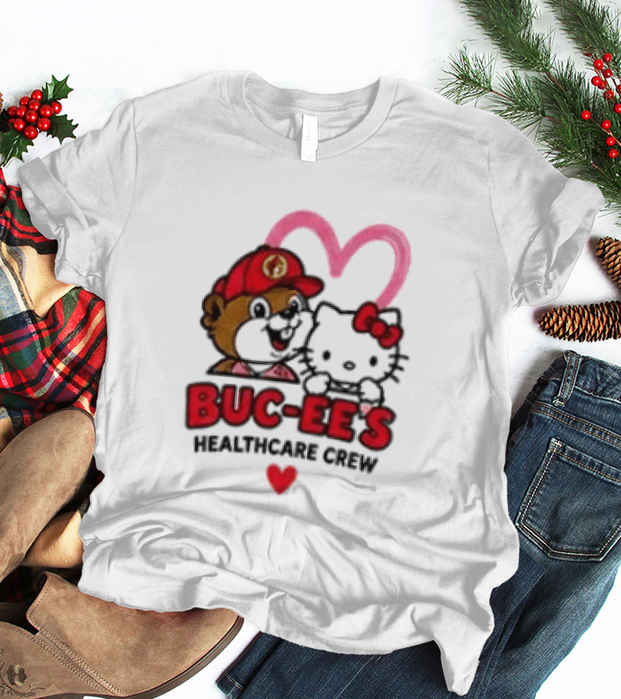 Buc Ee's Hello Kitty Caring Hearts Healthcare Crew T-Shirt