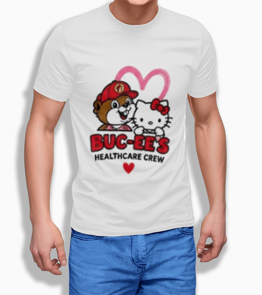 Buc Ee's Hello Kitty Caring Hearts Healthcare Crew T-Shirt
