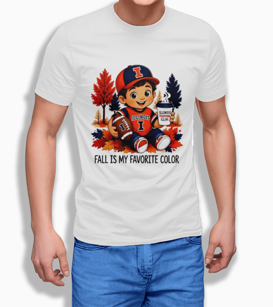 Illinois Fighting Illini Fall Is My Favorite Color Football Kid T-Shirt