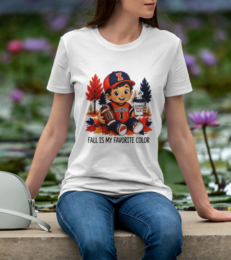 Illinois Fighting Illini Fall Is My Favorite Color Football Kid T-Shirt