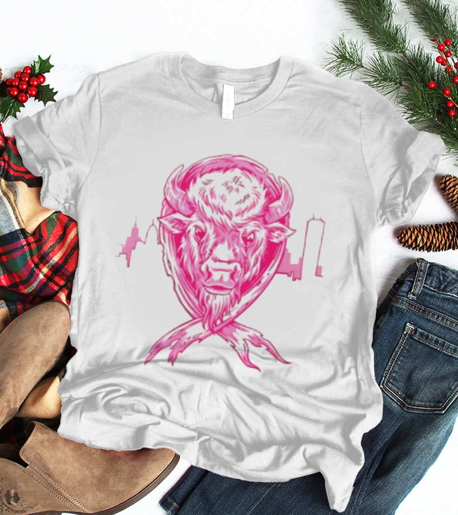 Making Strides 2026 Buffalo Mafia Pink Ribbon Skyline T-Shirt