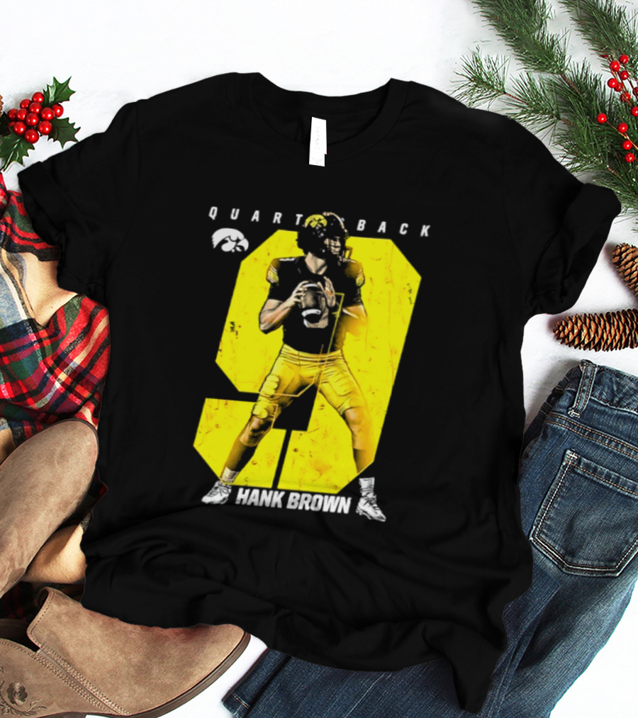 Hank Brown 9 Iowa Hawkeyes NCAA Football Quarterback Player Number T-Shirt