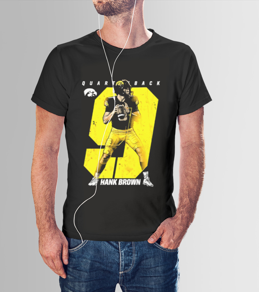 Hank Brown 9 Iowa Hawkeyes NCAA Football Quarterback Player Number T-Shirt