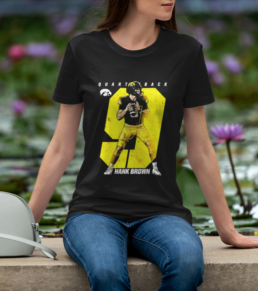 Hank Brown 9 Iowa Hawkeyes NCAA Football Quarterback Player Number T-Shirt