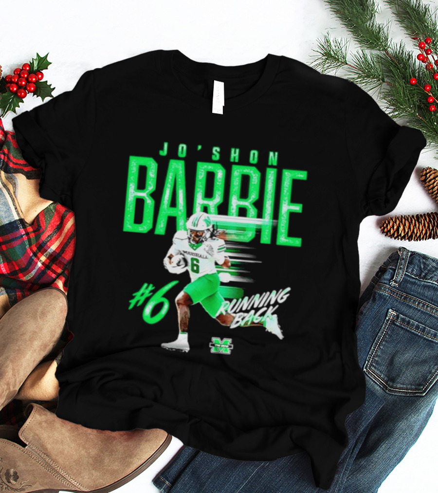 Jo'shon Barbie 6 Marshall Thundering Herd Running Back NCAA Football Player T-Shirt