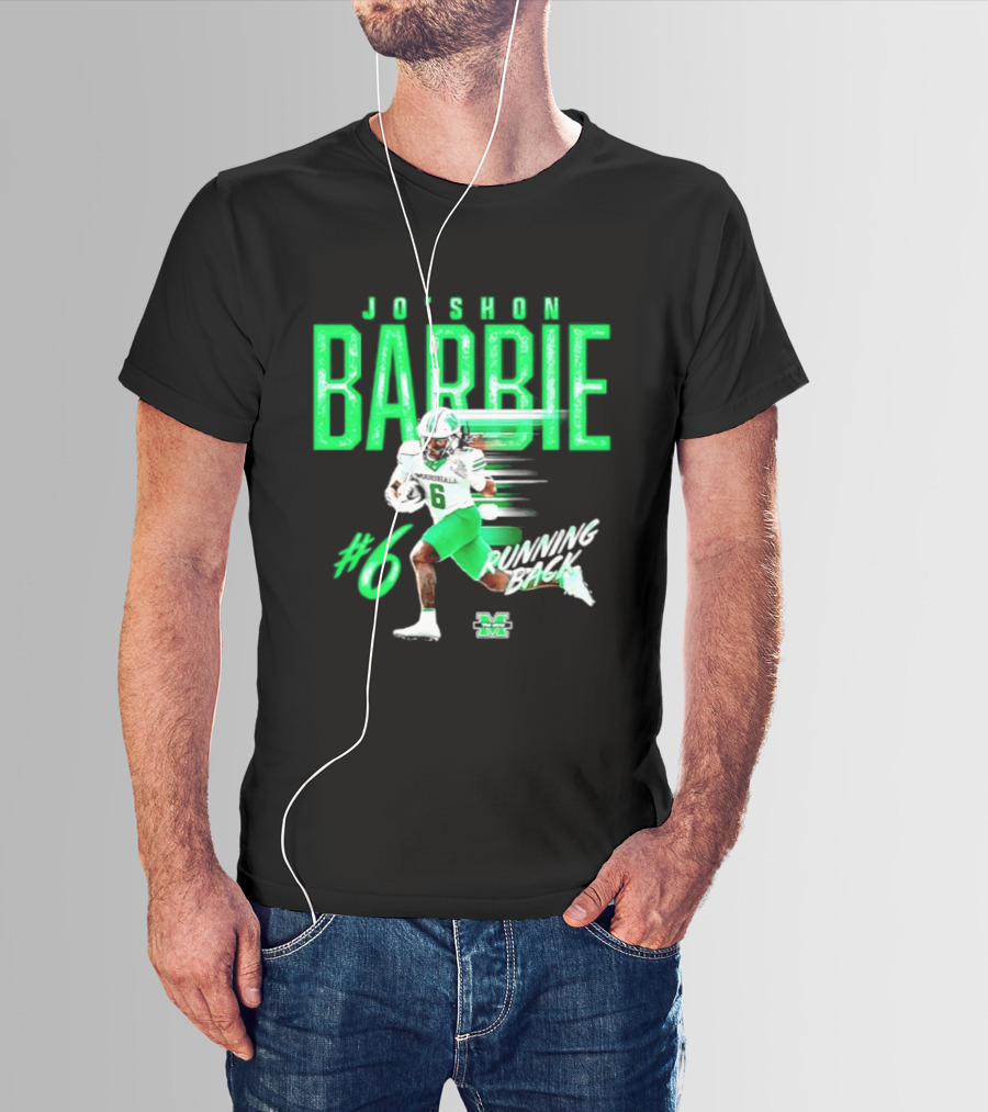 Jo'shon Barbie 6 Marshall Thundering Herd Running Back NCAA Football Player T-Shirt