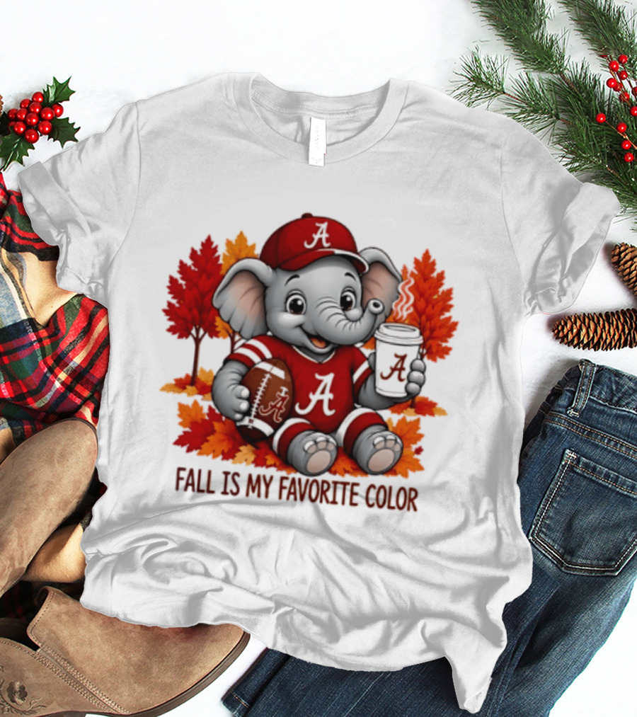 Alabama Crimson Tide Elephant Fall Is My Favorite Color Football Leaves T-Shirt