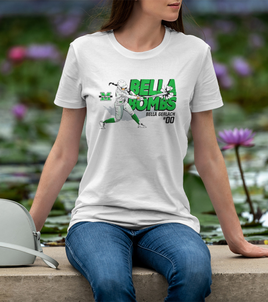 Marshall Thundering Herd Bella Bombs Bella Gerlach #00 NCAA Softball T-Shirt
