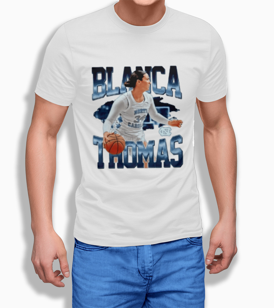 Blanca Thomas 34 North Carolina Tar Heels NCAA Women's Basketball Player T-Shirt