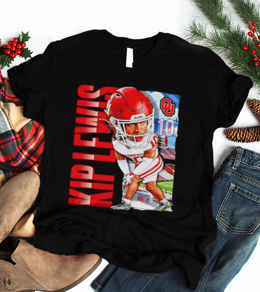 Kip Lewis 10 Oklahoma Sooners NCAA Football Player Caricature T-Shirt