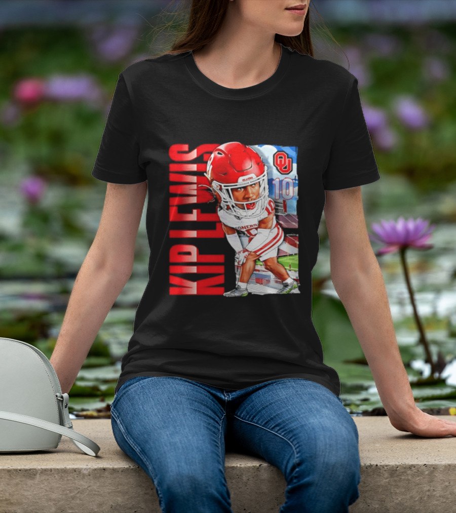 Kip Lewis 10 Oklahoma Sooners NCAA Football Player Caricature T-Shirt