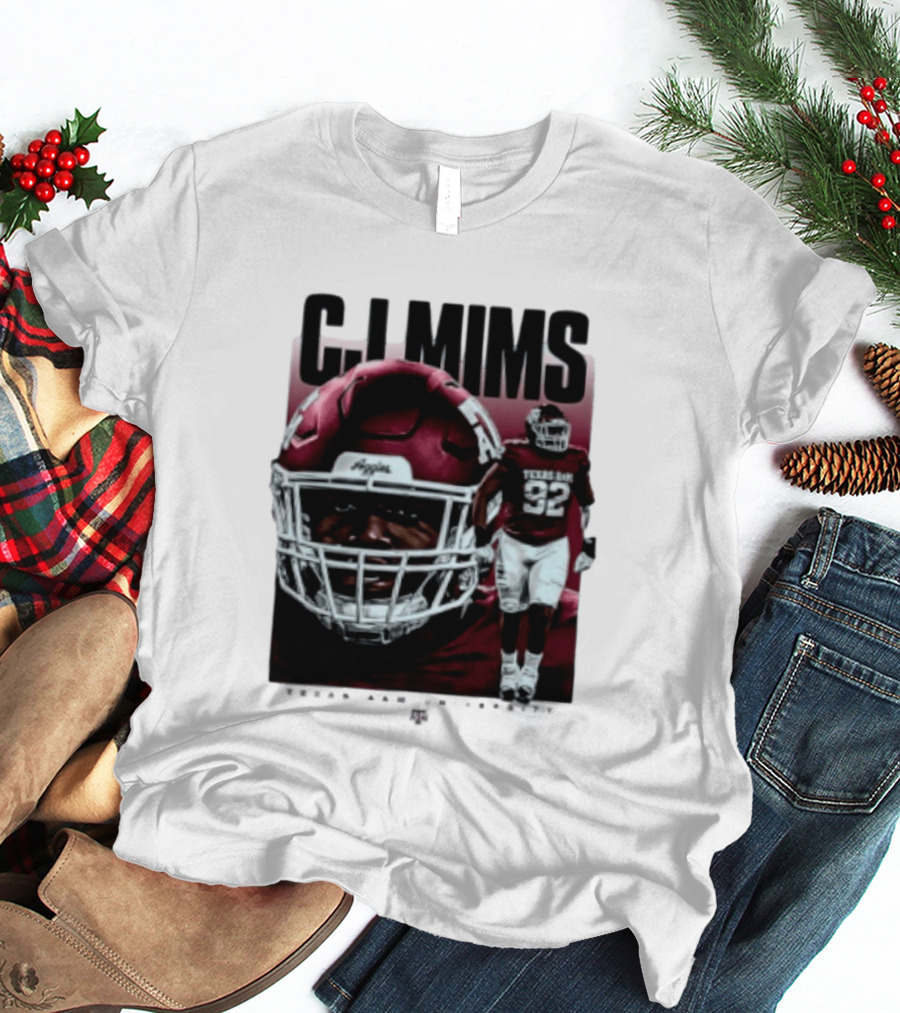CJ Mims 92 Texas A&M Football NCAA Player T-Shirt