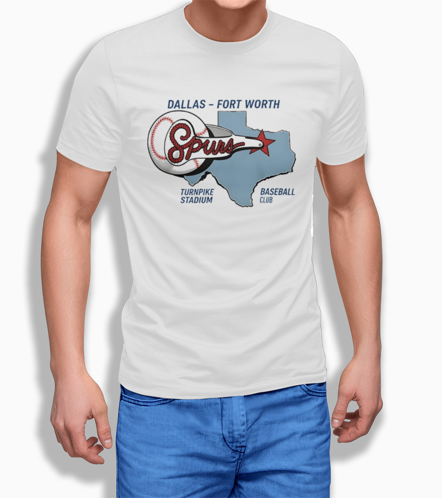 Dallas Fort Worth Spurs Turnpike Stadium Texas Map Baseball Club T-Shirt