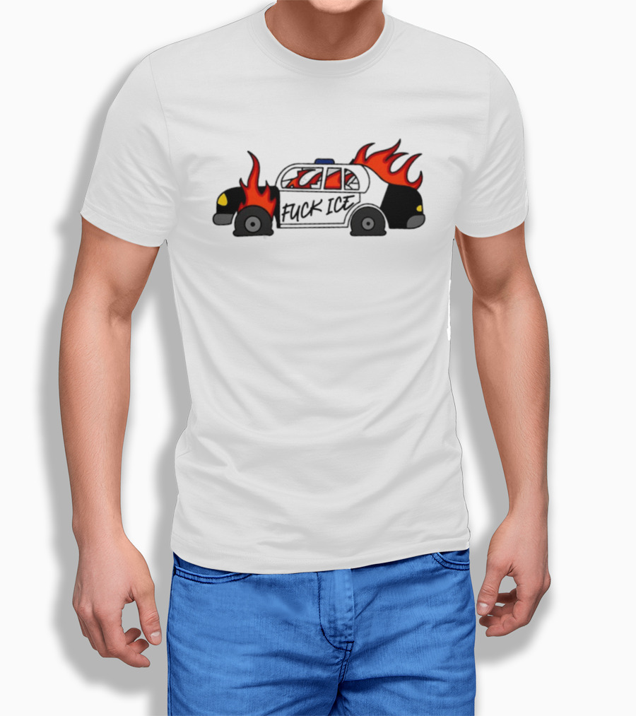 Fuck Ice Burning Police Car Protest Activism T-Shirt