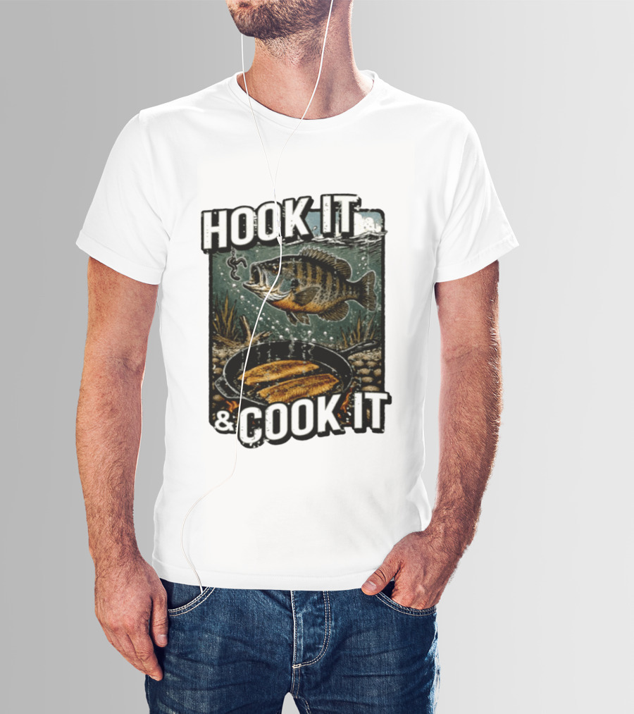 Hook It And Cook It Fishing Panfish Cast Iron Skillet T-Shirt
