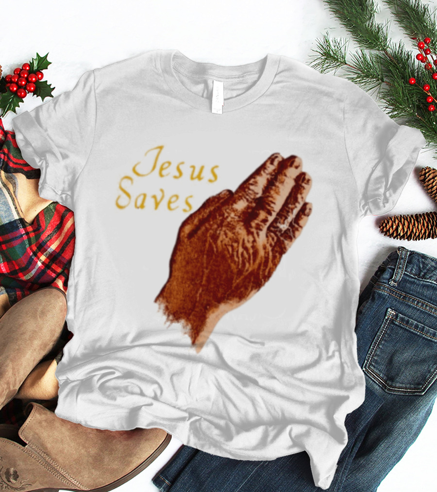 Jesus Saves Praying Hands Religious Faith Christian T-Shirt
