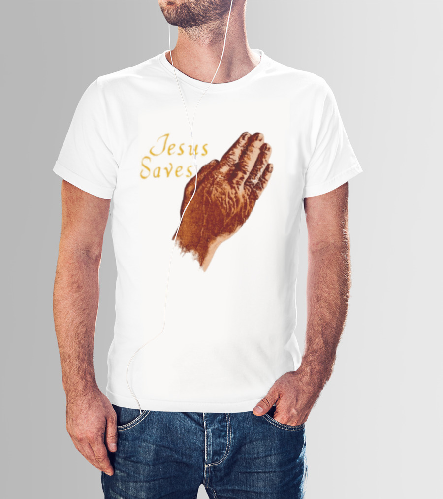 Jesus Saves Praying Hands Religious Faith Christian T-Shirt
