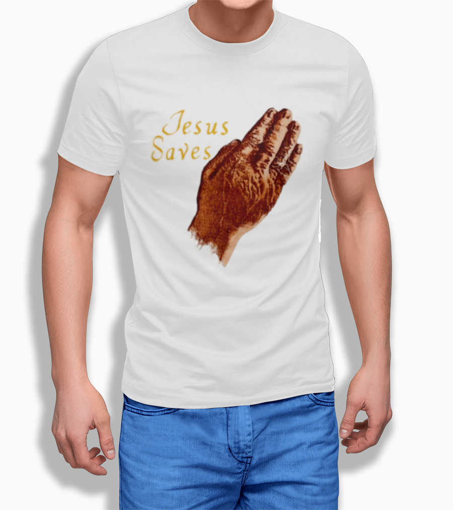 Jesus Saves Praying Hands Religious Faith Christian T-Shirt