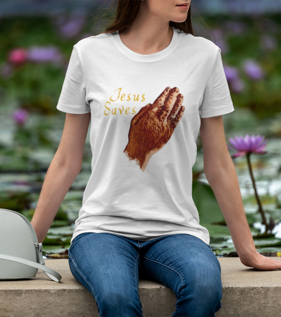 Jesus Saves Praying Hands Religious Faith Christian T-Shirt