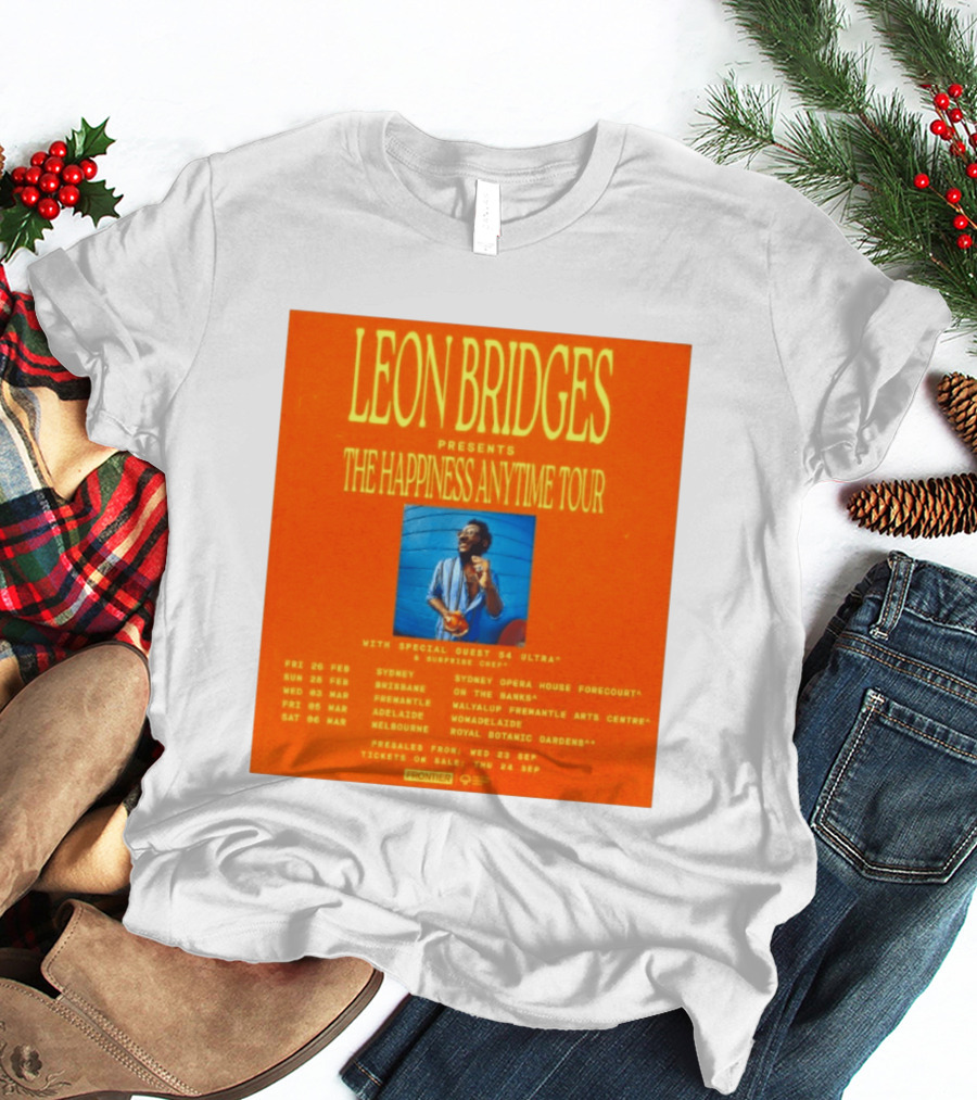 Leon Bridges Presents The Happiness Anytime Tour 2026 With Special Guests Australia Dates T-Shirt