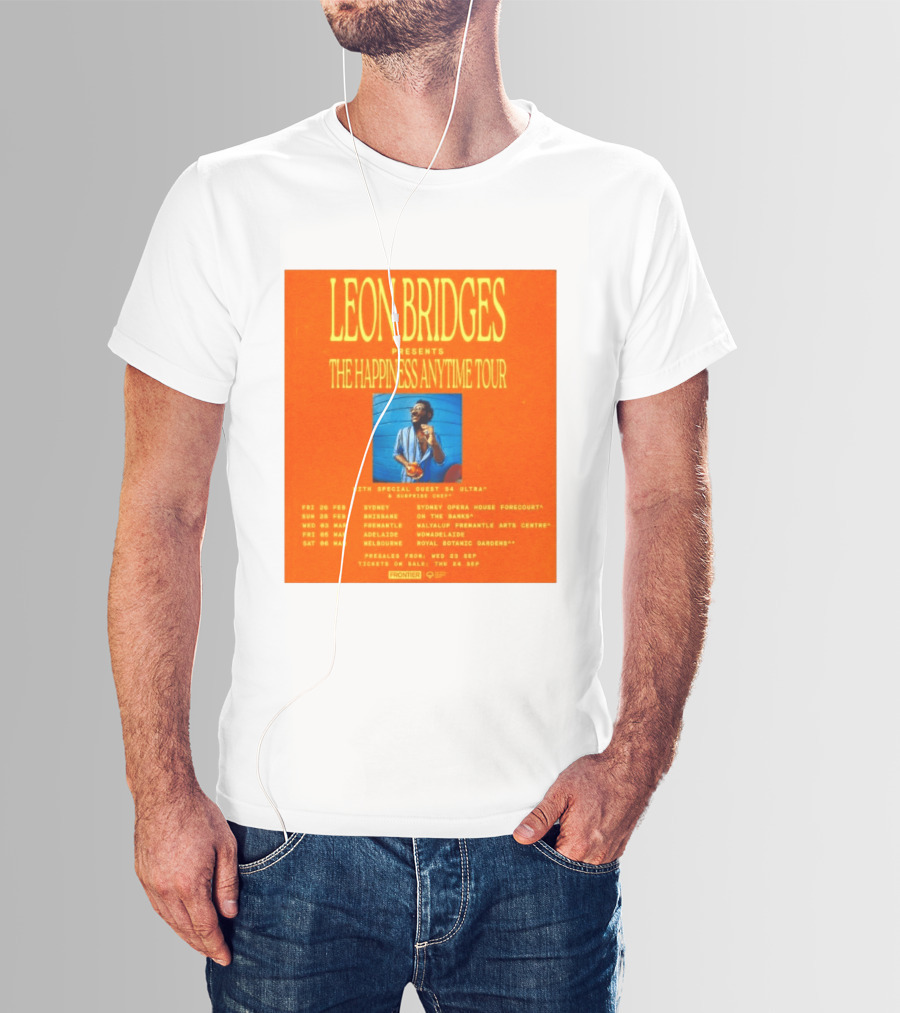 Leon Bridges Presents The Happiness Anytime Tour 2026 With Special Guests Australia Dates T-Shirt