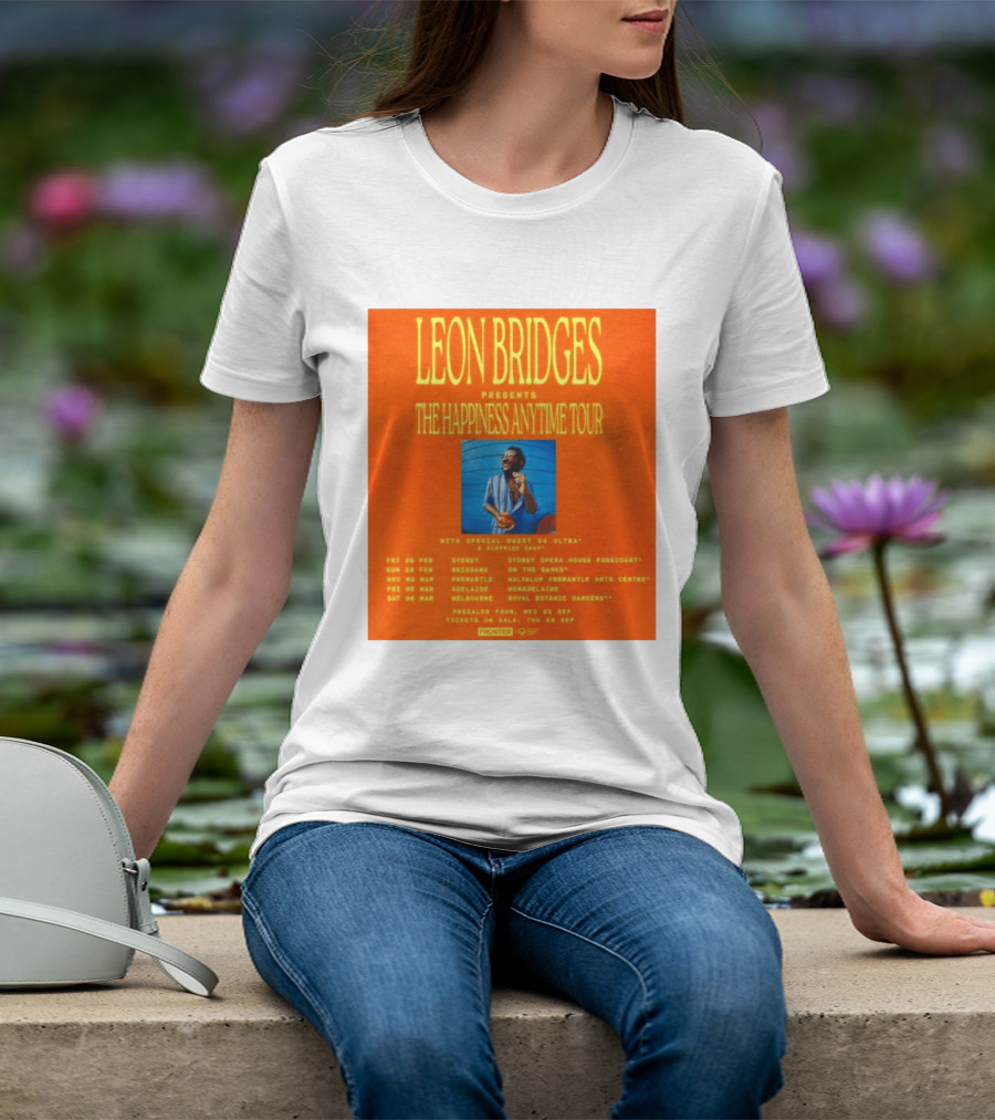 Leon Bridges Presents The Happiness Anytime Tour 2026 With Special Guests Australia Dates T-Shirt