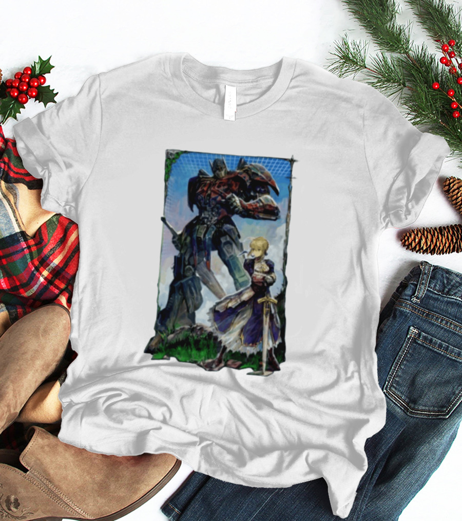 Optimus Prime Transformers With Saber Fate Stay Night Anime T-Shirt