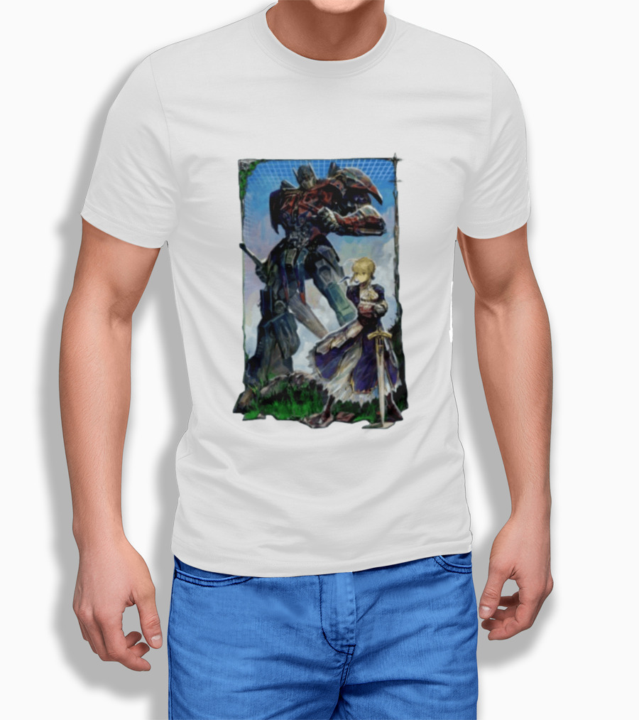 Optimus Prime Transformers With Saber Fate Stay Night Anime T-Shirt