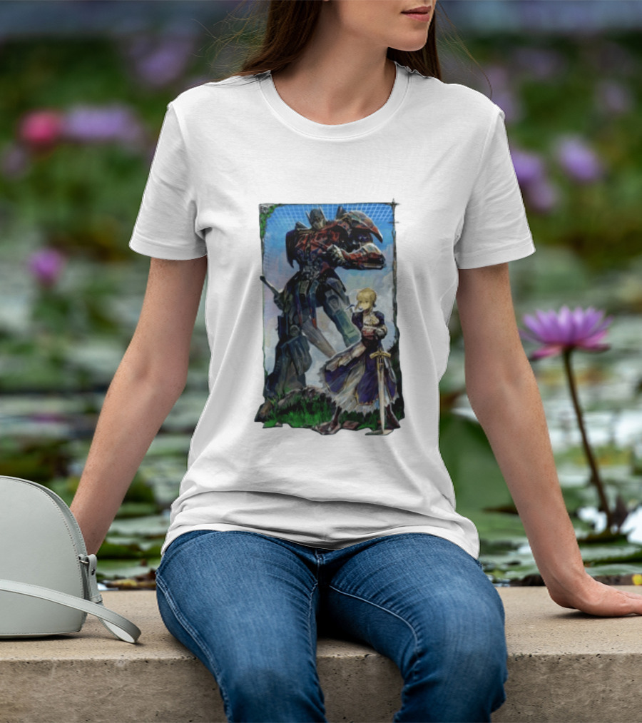 Optimus Prime Transformers With Saber Fate Stay Night Anime T-Shirt